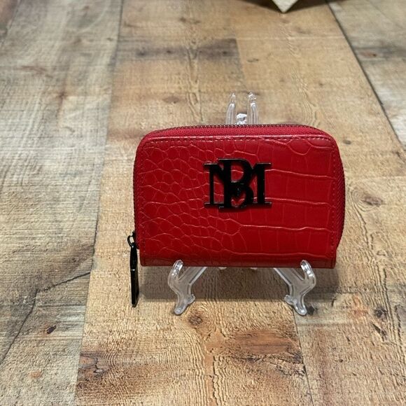 BADGLEY MISCHKA Red Croco Embossed Short Wallet Red /Vegan Leather - Picture 1 of 14